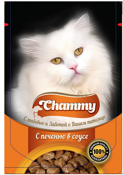 Корм конс д/кошек "Chammy" с печенью в соусе,85гр