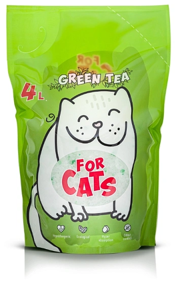 Наполнитель For Cats силикагелевый с ароматом зеленого чая, 4л