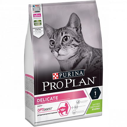 Pro Plan Корм сух полнорац д/взр кошек с чув пищ или особ предпоч в еде с высок содерж ягненка, 3кг