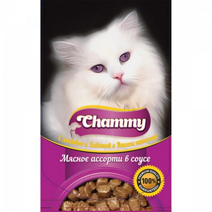 Корм конс д/кошек "Chammy" мясное ассорти в соусе,85гр