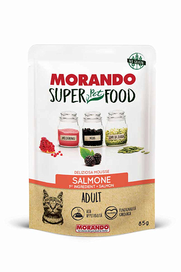 Morando Super Pet Food Adult  мусс для котов с лососем, 85г