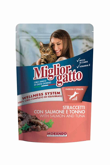 Miglior gatto корм для кошек кусочки в соусе с лососем и тунцом, 100г