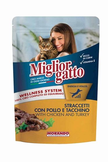 Miglior gatto корм для кошек кусочки в соусе с курицей и индейкой, 100г